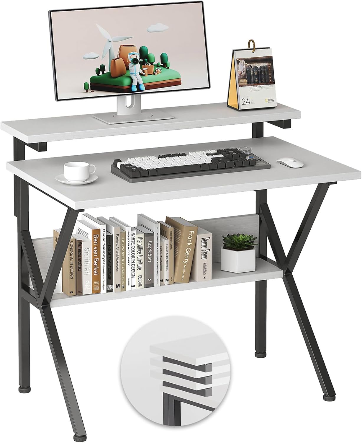White tabletop+black frame