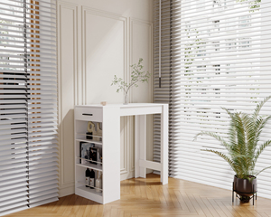 Comunicate-muebles de diseño moderno para el hogar, mesa delantera blanca para ordenador de oficina, madera, altura ajustable con estantería - Product Image 5