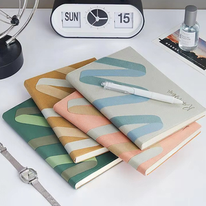 Factory Wholesale 192 Sheets Simple Line Design Hardcover Lined Business <strong>Notebooks</strong> A5 80g Paper Leather <strong>Notebooks</strong> Diary Notepad - Product Image 5