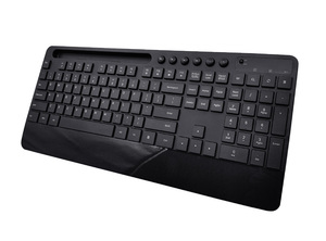 Teclado ergonómico de ordenador de tamaño completo, con reposamuñecas, soporte para teléfono y tableta, 2,4G, USB tipo C, teclado inalámbrico