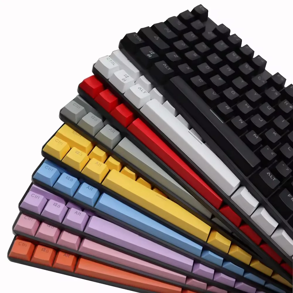 Venta al por mayor de luz ABS de doble disparo colorido personalizado a través de teclas PBT Keycaps para teclado mecánico