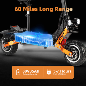 ZO01 artı büyük güç 60v 6000w 5600w çift motorlu yetişkin elektrikli scooter katlanabilir 2 tekerlekler scooter ile 11 inç yağ lastikler - Product Image 4