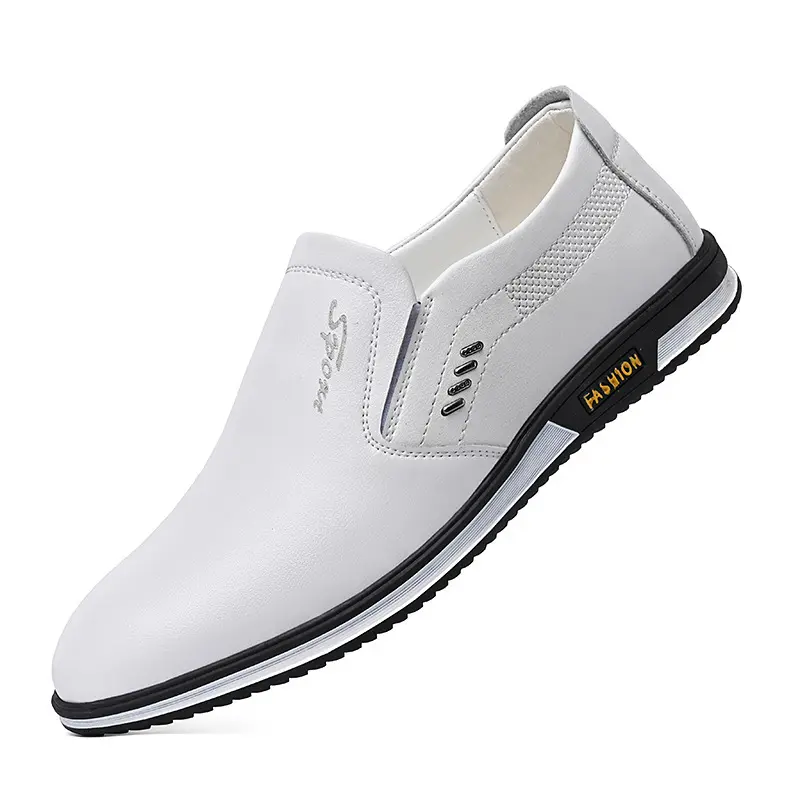 Zapatos transpirables de cuero británico para hombre, zapatos blancos de cuero, antideslizantes, de fábrica, precio bajo, venta al por mayor