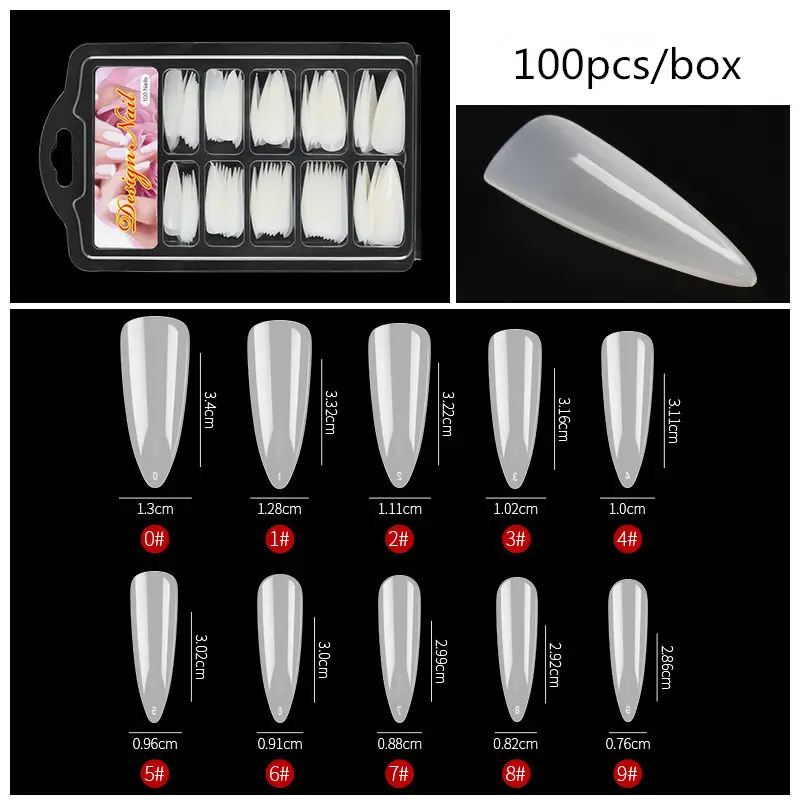 100 pcs/box full cover nail tips false Clear French Acrylic Artificial False Nails tips