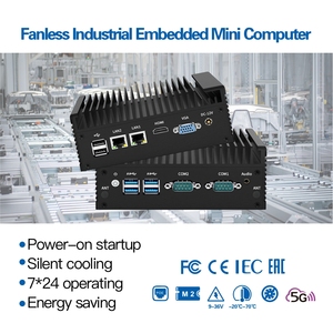 2 Ethernet 6 USB 2 COM 4GB Video Memory Windows 10/11/7 Slot Embedded <strong>Linux</strong> Arm Industrial Mini PC with US/EU Plugs New - Product Image 4