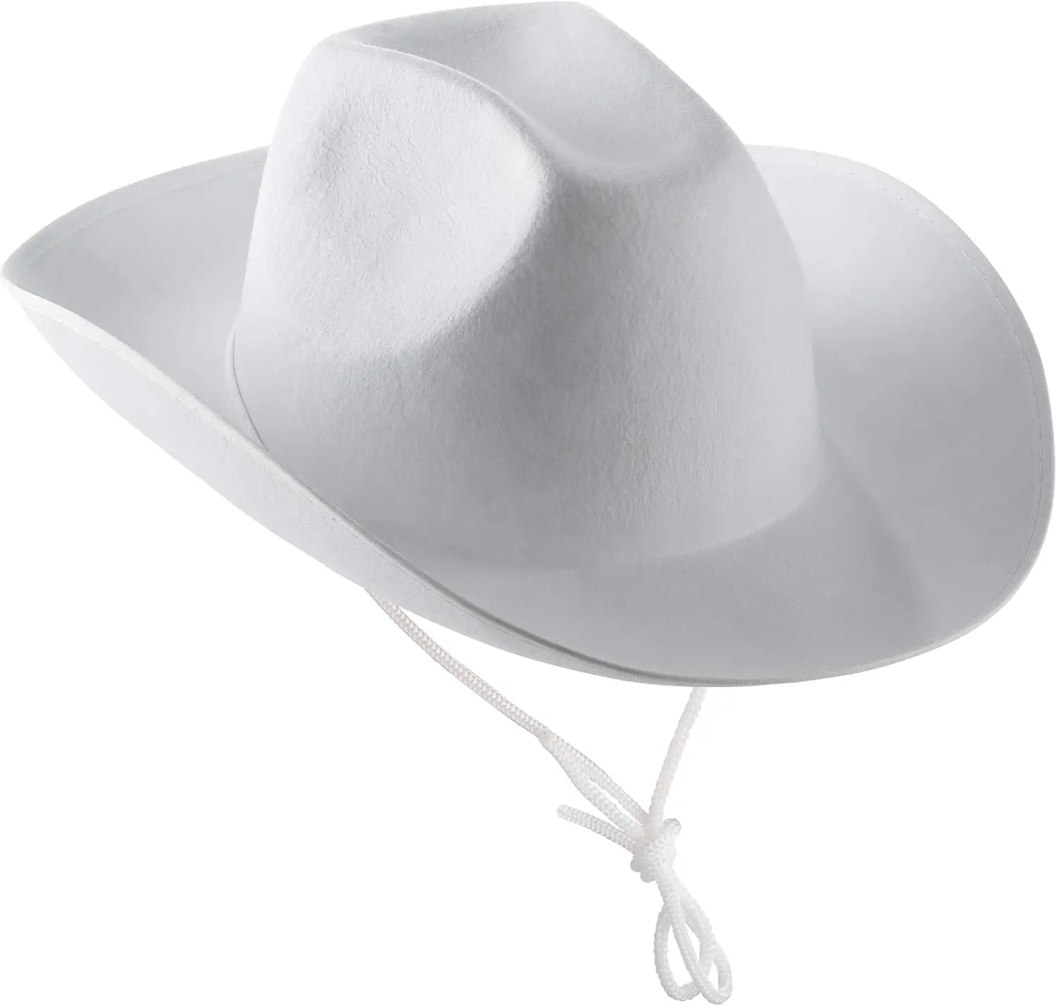 Cappello da Cowboy bianco cappello da Cowboy in feltro da donna e da uomo con collo regolabile disegnare la corda per vestire feste e costumi accessori