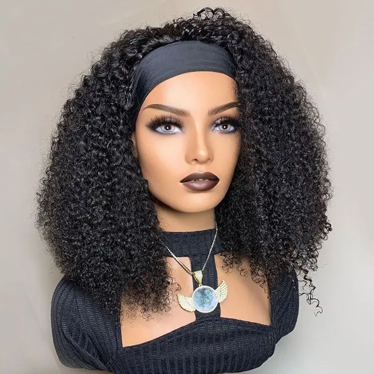 Wholesale Cheap Head band Wig Loose Deep Curly Wave Human Hair Wigs Headband Wigs Hair for Black Women