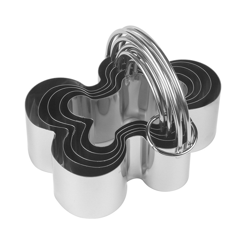 Juego de cestas colgantes con forma de hombre de jengibre liso plateado de 5 piezas