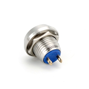 Wasserdichter IP65-Druckknopfschalter 12-mm-Flachknopf 2-polig SPST 1NO Momentan-Metall-Drucktasten schalter - Product Image 3