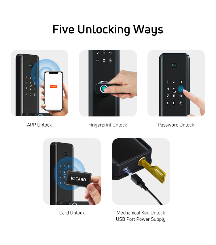 Smart Lock with Tuya Camera Door bell TEDITON Newest Fingerprint Door Lock with Camera Tuya Wifi