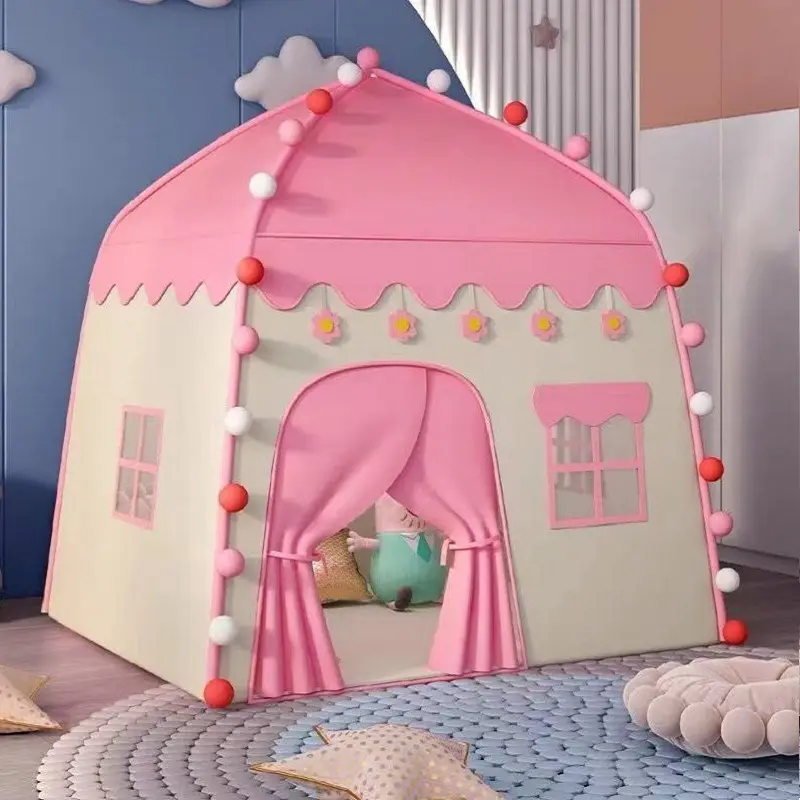 Casetta per bambini al coperto tenda per bambini Baby Princess Game regalo di compleanno per bambini fiori rosa Teepee House castello all'aperto che gioca tende per bambini