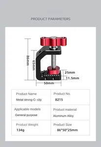 Metal kamera masası C kelepçe dağı standı ile 1/4 3/8 vida deliği için DSLR kamera fotoğraf Led Video dolgu işığı masaüstü braketi - Product Image 2