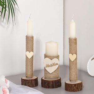 Özel etkinlikler acil fildişi Pillar konik mumlar toptan için kokusuz rustik birlik mumlar düğün Mr ve Mrs mumlar - Product Image 2