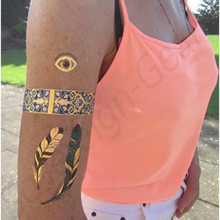 Metallic Temporary Tattoos for Women Teens Girls - 8 Sheets Gold Silver Temporary Tattoos Glitter Shimmer Designs Jewelry Tattoo