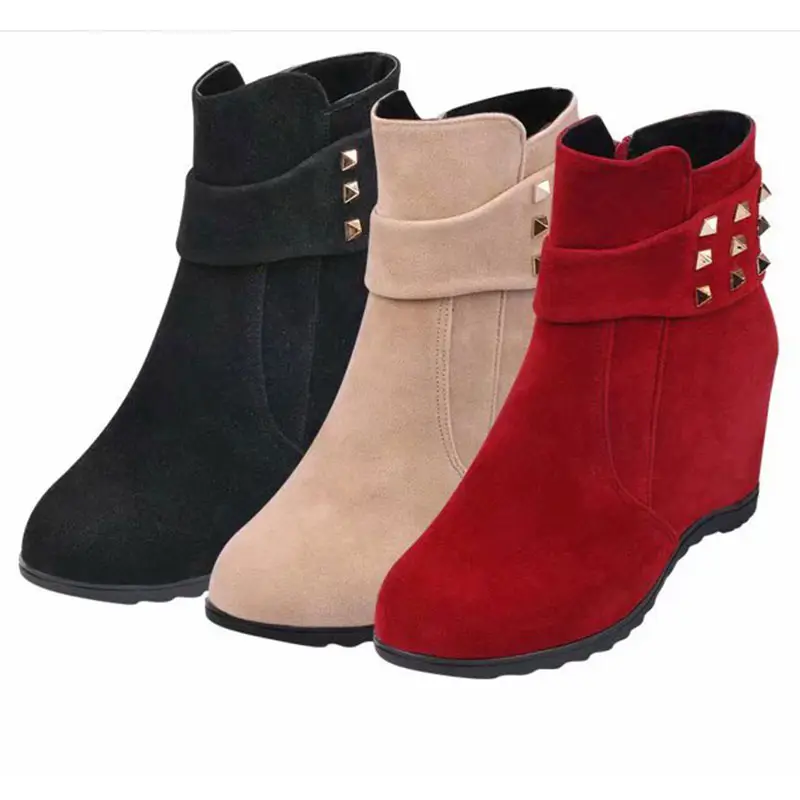 Nova Chegada Mulheres mais quentes Confortáveis Ankle Boots Mulheres Coloridas Casual Wedge Heel Shoes Senhoras