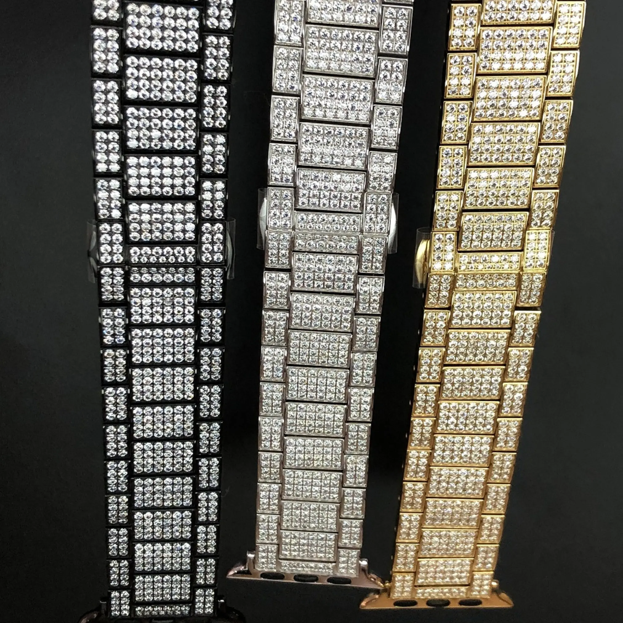 Bandas de joyería de diamantes de diseñador de Hip Hop para Apple Watch