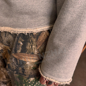 Tùy chỉnh 100% Cotton thô HEM người đàn ông t Áo sơ mi cắt dài tay áo cắt cạnh hommes trống TEE giản dị đồng bằng Áo nhà sản xuất - Product Image 4