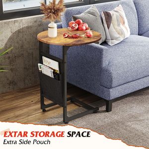 Wooden Two-piece Set <strong>Nested</strong> Coffee <strong>Table</strong> Round and <strong>Rectangular</strong> Living Room <strong>Table</strong> Set With Metal Frame - Product Image 4