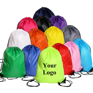 Original Factory Cheap 210D Polyester Nylon Waterproof Draw <strong>String</strong> Sports Bag Custom Printed Logo Promotional Drawstring Bag - Product Image 1