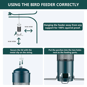 JH-Mech Decorative Yard Art 3LB <span class=keywords><strong>Seed</strong></span> Capacity Squirrel Proof Green Metal <span class=keywords><strong>Bird</strong></span> Alimentadores para Outdoor Hanging - Product Image 3