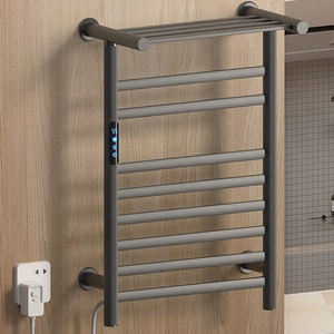 Nhôm khô ấm thông minh ống tròn điện sưởi ấm khăn giá phòng tắm treo tường màu đen nóng khăn giá - Product Image 2