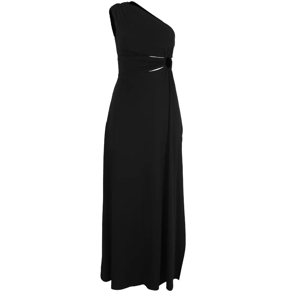 Vestido de noche de punto elegante para mujer, negro francés, Color sólido, Maix, estándar, para fiesta