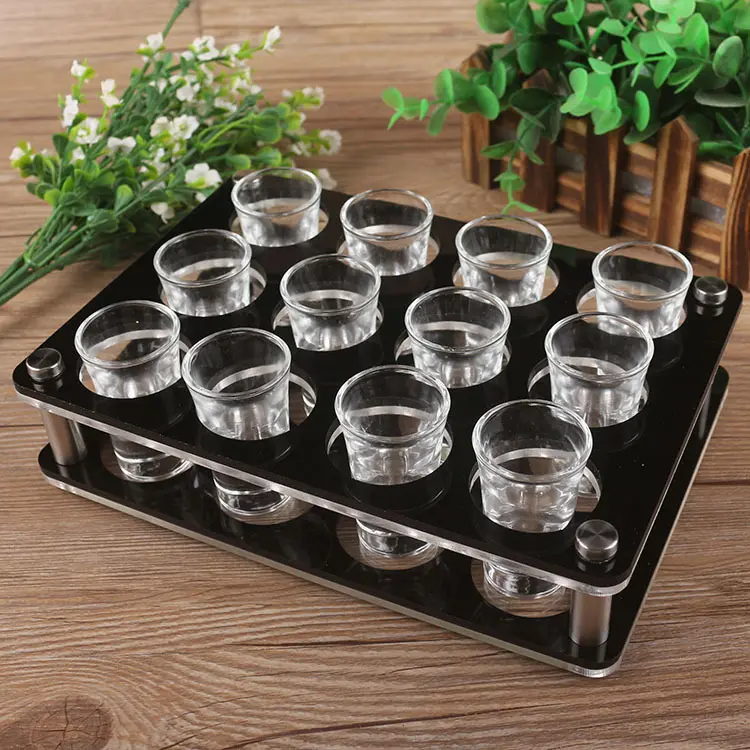 12 Shot Glass Party Server Holder Acrylic Shot Glass Tray Plastic Drinks Cup Rack