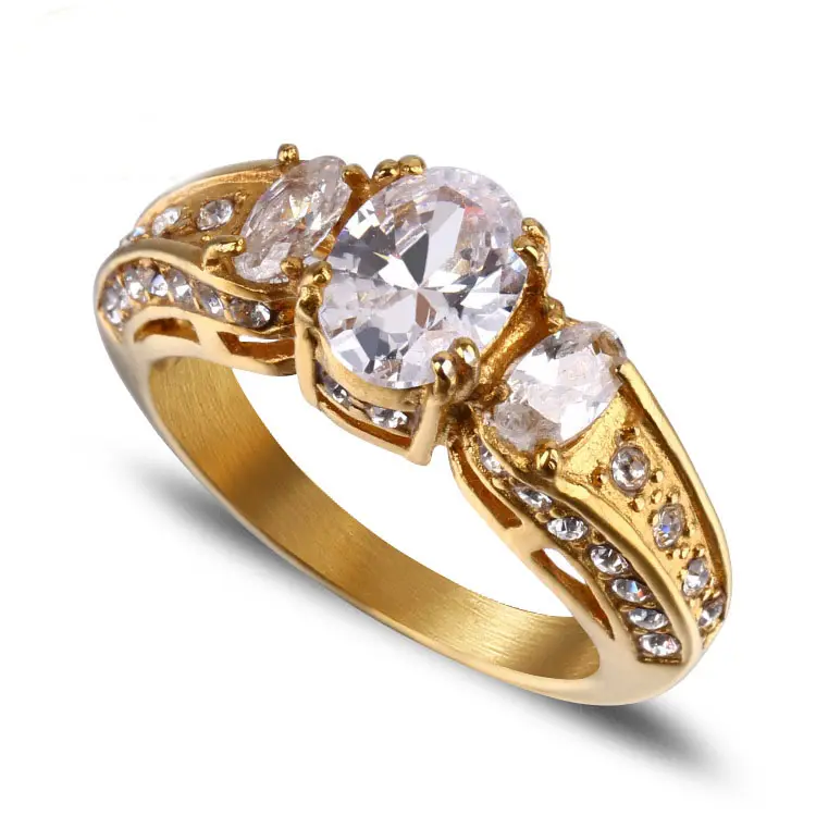 Luxury Design Stainless Steel Material Saudi Arabia Gold Wedding Ring Price for women gift