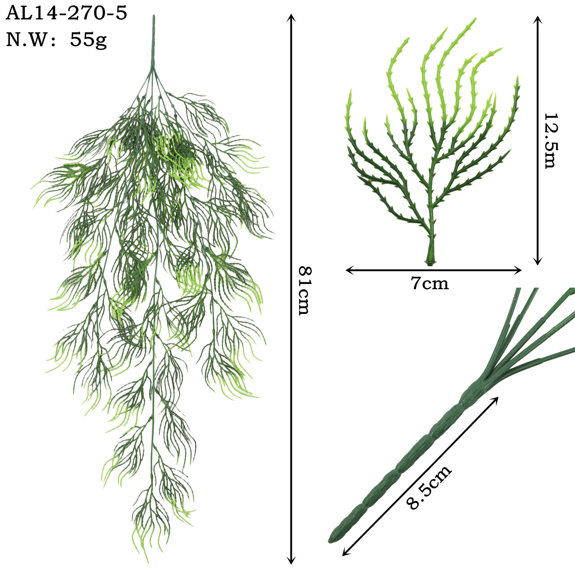 Vigne artificielle suspendue de verdure, branche fine brumeuse, 81 cm