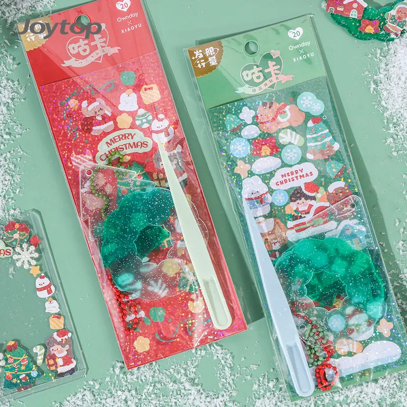 Joytop 500067 Atacado Feliz Natal Goo Cartão adesivo Set Cute DIY ofício feriado estacionário presente decoração adesivo