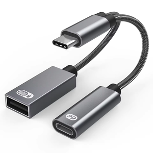 อะแดปเตอร์โทรศัพท์2-in-1 USB C OTG พร้อมพอร์ตชาร์จ60W PD ใช้ได้กับโทรศัพท์มือถือในสต็อก - Product Image 1