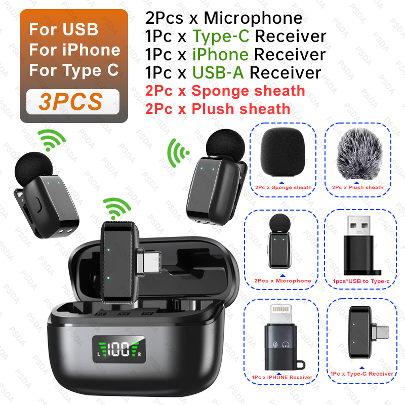 Black-2Mic+Type C+IP+USB+MM (LIV068-C)