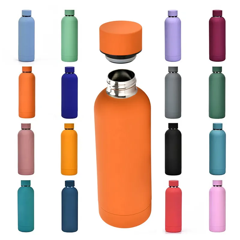 500 750ml Tasse copo Spray rubber painted stainless steel sport yoga bottle botellas de agua stainless steel sport water bottles