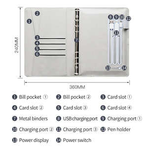 Cuaderno diario inalámbrico con Banco de energía de tamaño A5 con bloqueo de huellas dactilares y Usb, regalo de negocios personalizado, bolígrafo inteligente, sincronización de pantalla de papel - Product Image 4