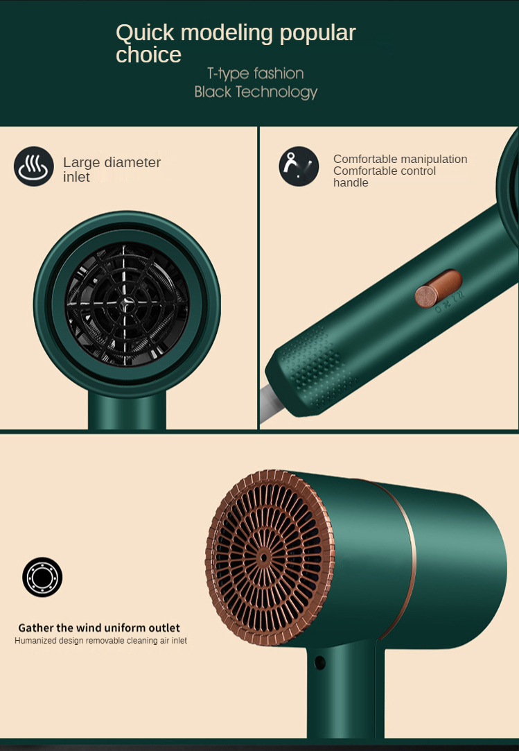 New Design Professional Salon 1500W Low Radiation High Speed DC Motor Negative Ion Hair Dryer