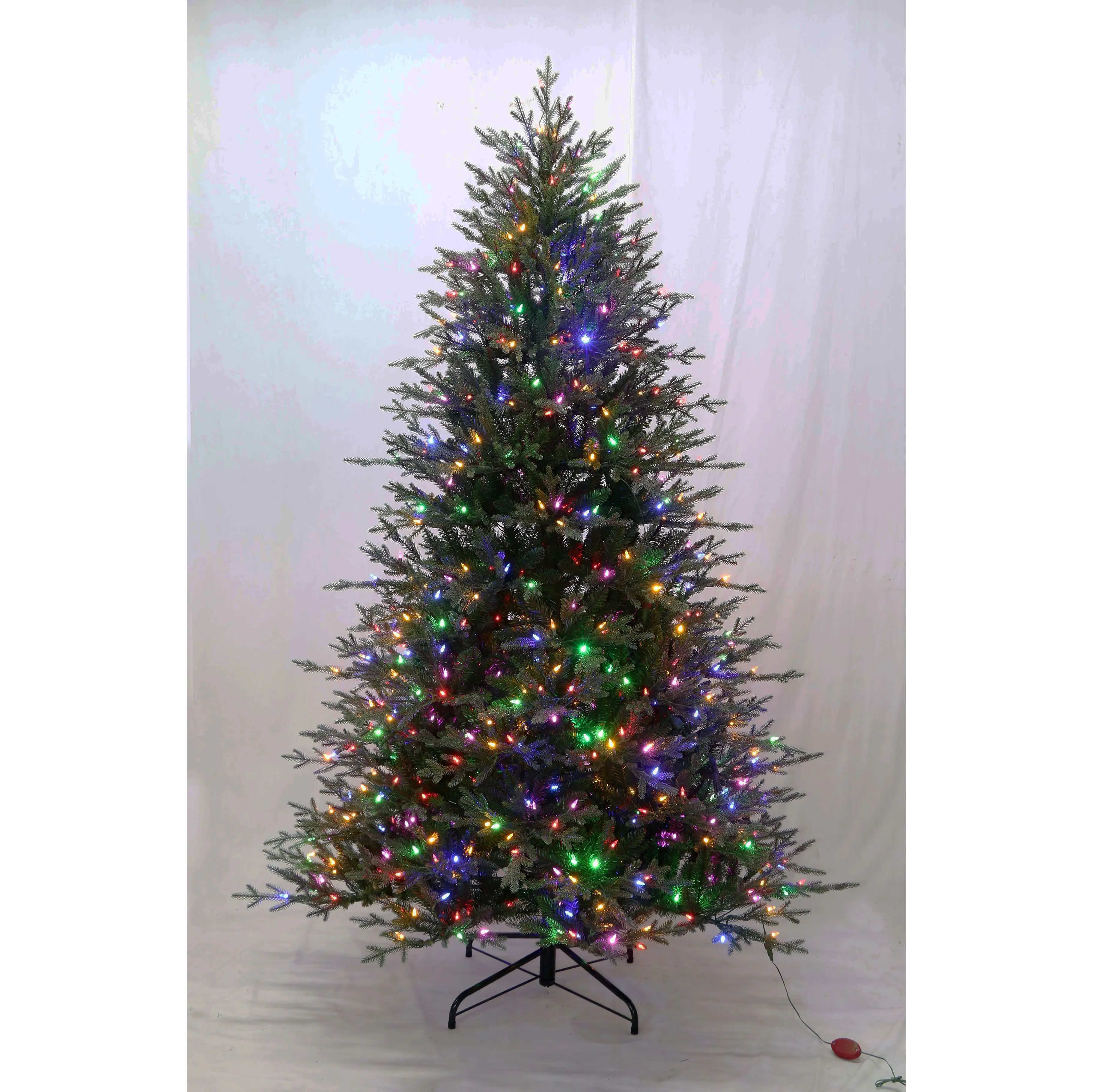 Venta al por mayor 7,5 pies árbol de Navidad artificial multicolor LED claro bajo voltaje con transformador adaptador Feliz Navidad