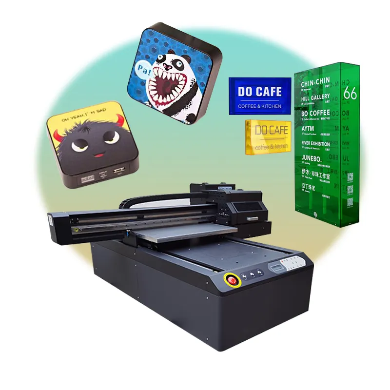 Impresora UV con tres cabezales de impresión Epson I3200 XP600 de superficie plana de 60cm y 90cm de ancho para imprimir caja de botellas