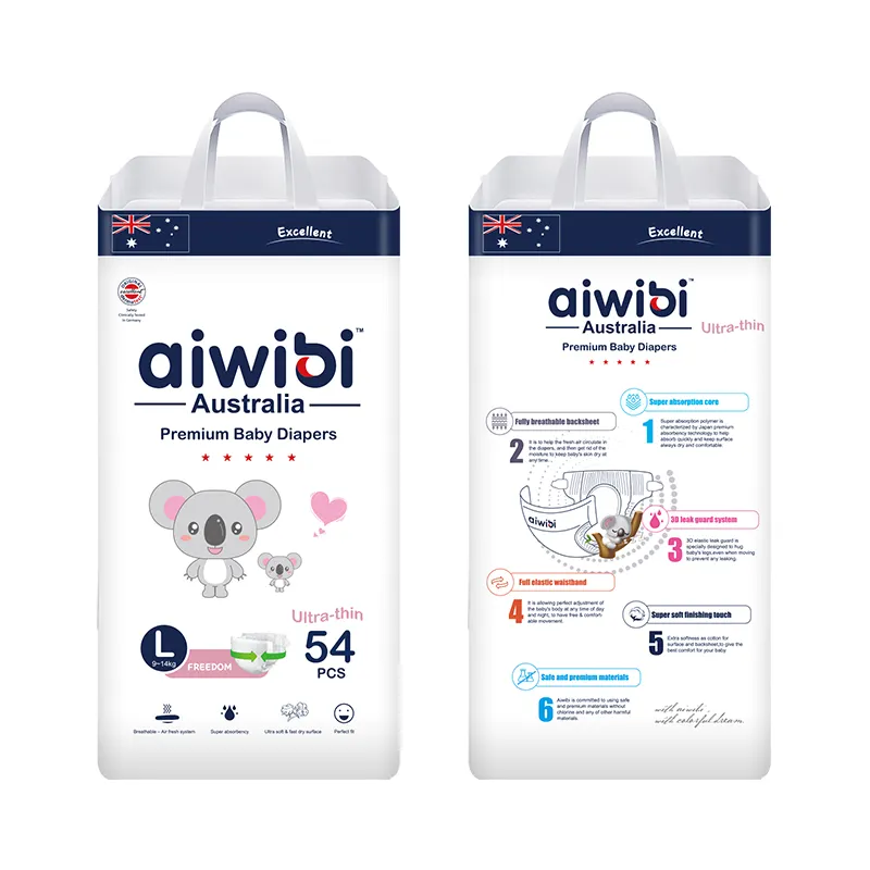 AIWIBI Australia marca di alta qualità tutte le taglie pannolini per neonati in pelle sensibile OEM disponibile per il commercio all'ingrosso