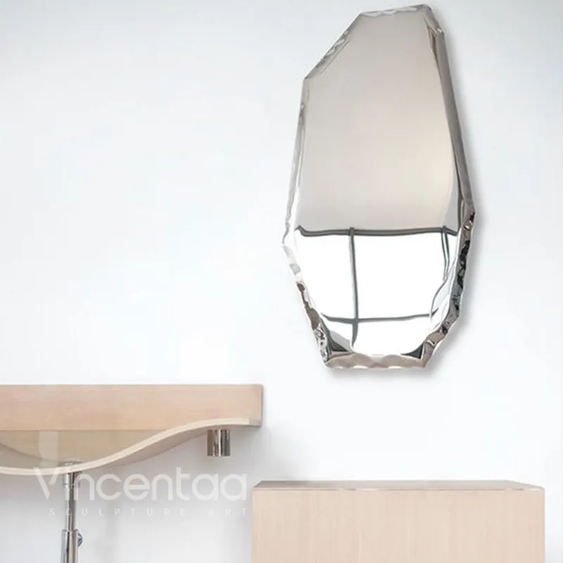 Vincentaa-Espejo de gota de agua para decoración de pared, escultura de acero inoxidable artística para sala de estar, Hotel