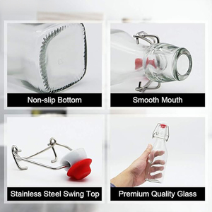 250ml 500ml 750ml 1000ml rõ ràng <span class=keywords><strong>Swing</strong></span> <span class=keywords><strong>Top</strong></span> Stopper chai thủy tinh cho nước trái cây Kombucha - Product Image 3