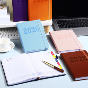2026 Custom Printing logo English and Spanish Inner Page Agenda <strong>Notepad</strong> 365 Days Diary Planer Notebook <strong>with</strong> <strong>Elastic</strong> Band - Product Image 6