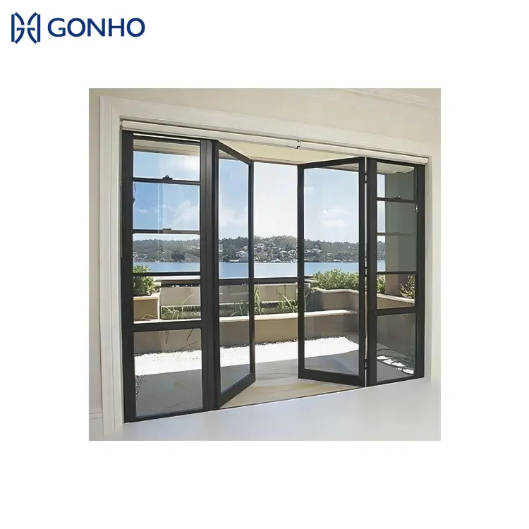 Porta a battente in alluminio doppio vetro GONHO pannello residenziale mezzo vetro mezza porta a battente in alluminio