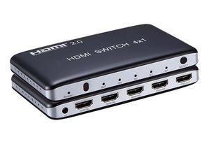 4K x 2K 60Hz V2.0 Conmutador HDMI de plástico 4X1 con control remoto IR Selector de salida 4 en 1 HDCP2.2 Soporte 18Gbps HDR10