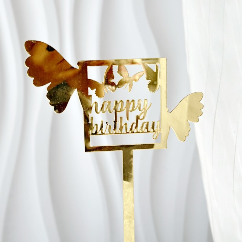 Gold Square Butterfly Birthday