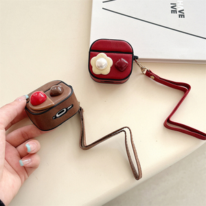 Vintage PU deri elmas Earpods kılıf <span class=keywords><strong>Apple</strong></span> Airpods 3 Pro 2 Airpods bilek kayışı kablosuz kulaklık kapak için Airpods 4