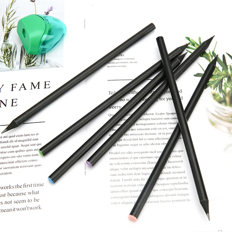 Promotional Stationery Factory Wholesale Bulk Customized logo Design Standard black wood HB 2b pencils