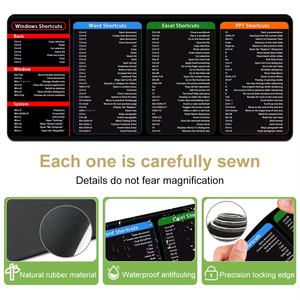 Excel Short cut Schreibtisch matte Tastatur Short cut Mauspad Englische Version Mouse pad Large Xxl Office Computer Maus matte Benutzer definiertes Englisch - Product Image 5