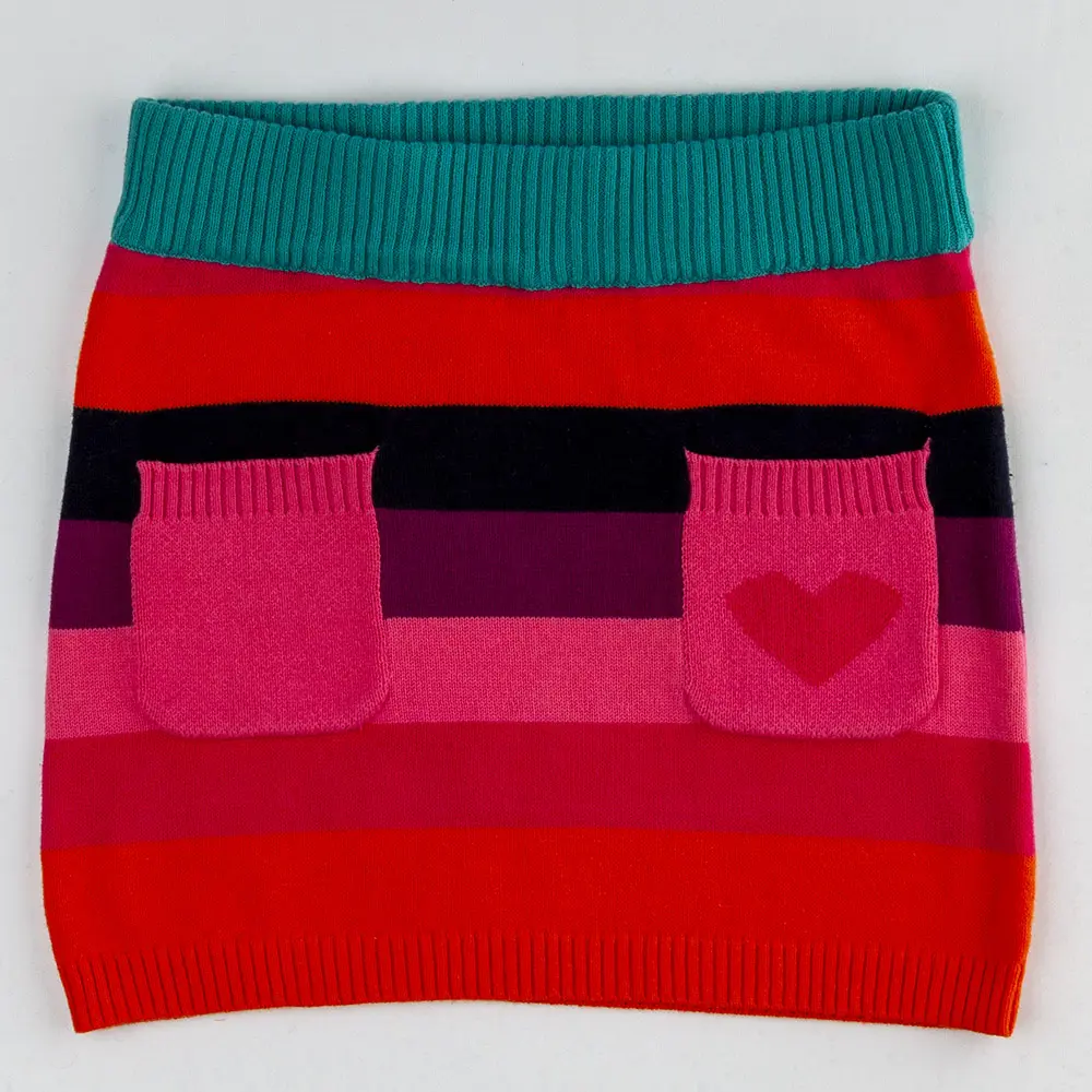 Faldas tejidas para niñas pequeñas, suéter de rayas, 100% algodón, novedad