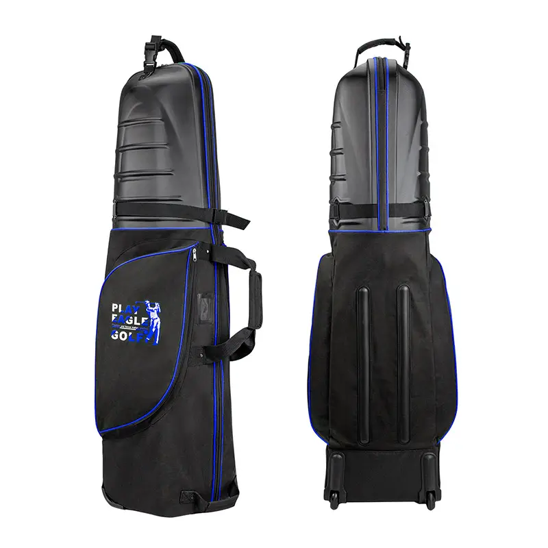 PLAY EAGLE Nylon Waterproof Portable Foldable Hard Top Golf Travel Bag with Wheels