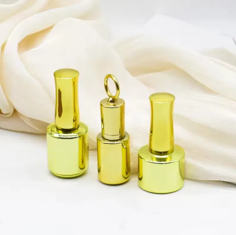 Botella de esmalte de uñas dorado electrochapado de 8ml para uso cosmético para pintar el manejo de superficies botella de pegamento vacía al por mayor